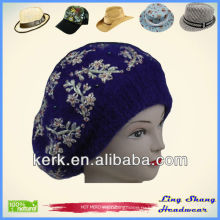 LSA22 Нинбо Lingshang синий моды Ангора и шерсть с цветами теплая шляпа